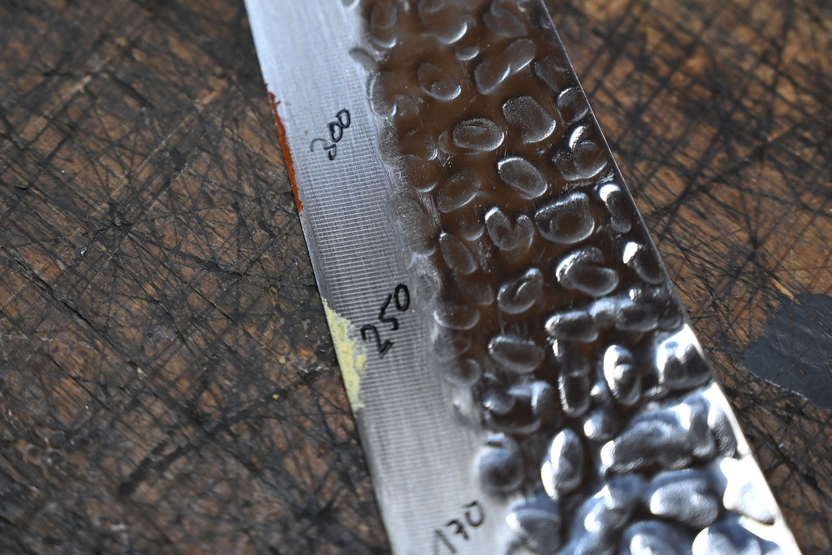 Temperature crayon mark before grinding